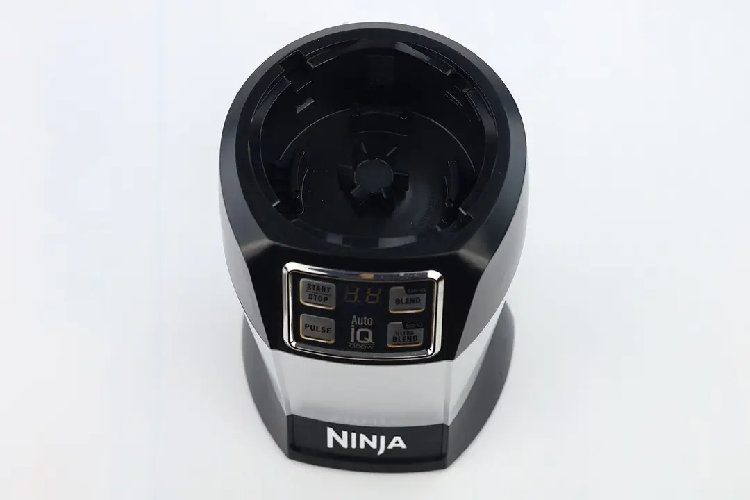 A close-up of the front interface of the Ninja BL480D Nutri Motor Base.
