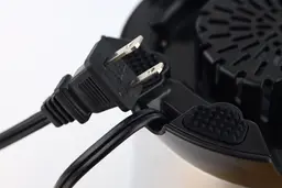 A close-up of the power cord featuring a 2-plug of the Ninja BL480D Nutri countertop blender.  