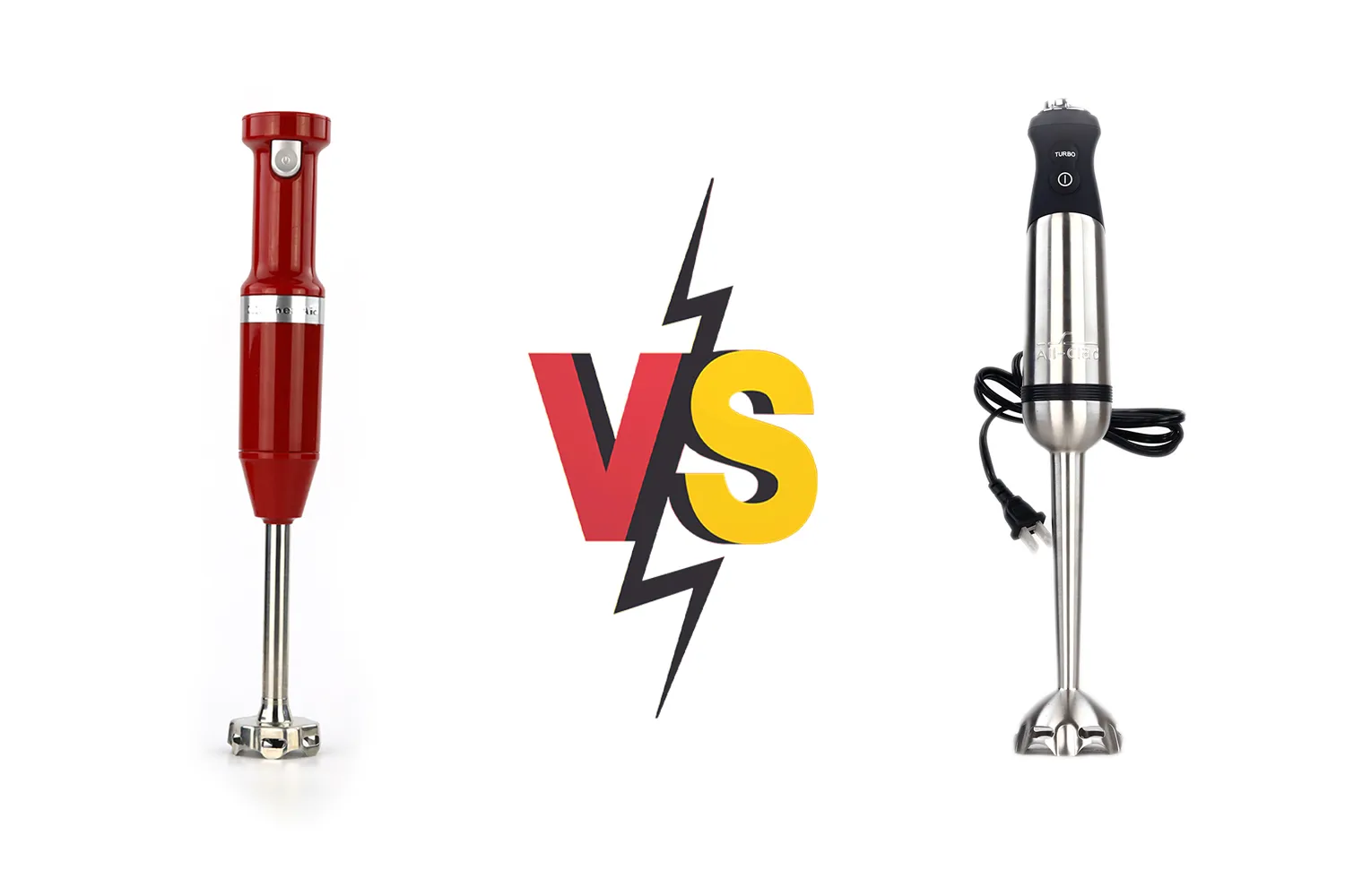 Cheap vs expensive hand blender kits:  Basics corded vs. KitchenAid  cordless 