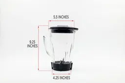 Illustrated dimensions of the Oster Pro 48-oz container showing the height and diameter in inches.