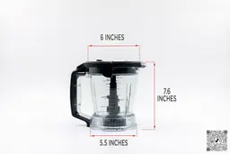 Illustrated dimensions of the Ninja AMZ493BRN 40-ounce processor bowl showing the height and diameter in inches.