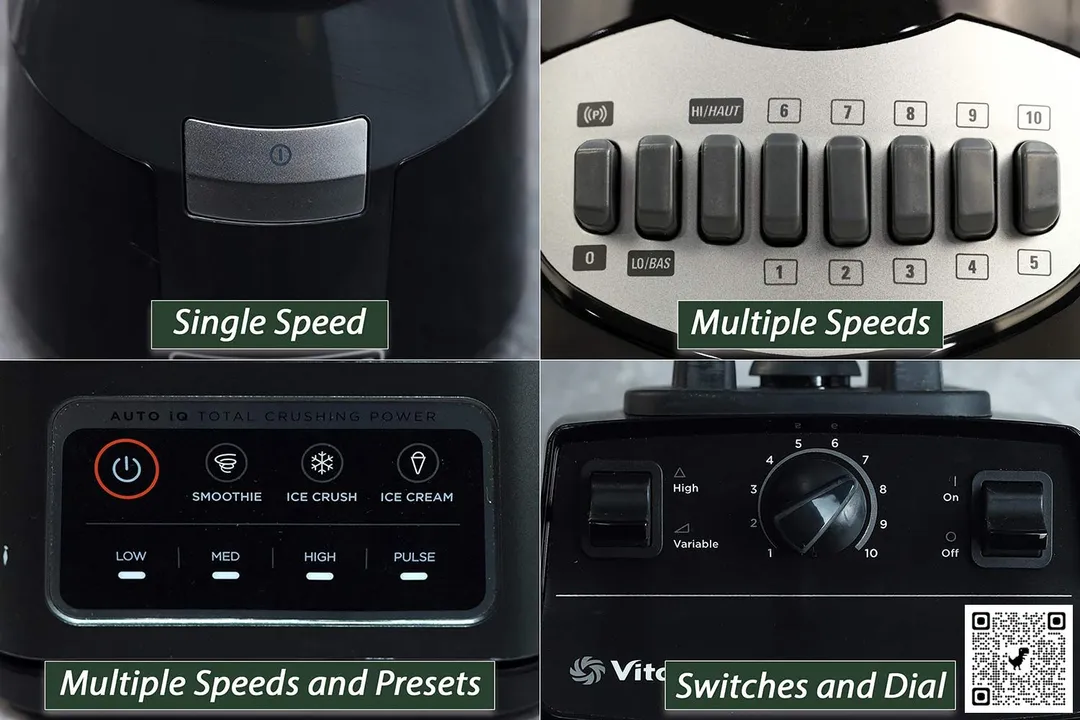 A close-up of the blenders’ interfaces.