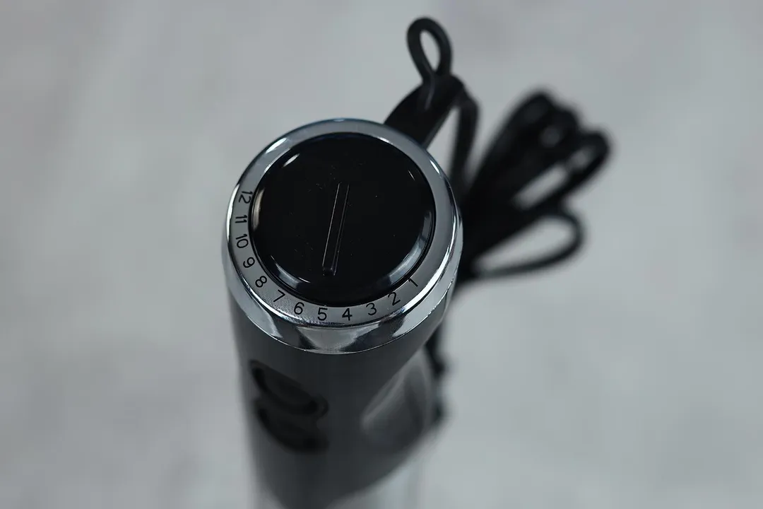 A close-up of the Keylitos 5-in-1 immersion blender top dial