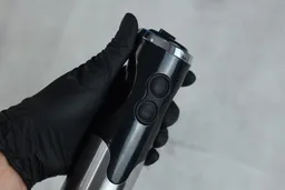 A close-up of the Keylitos 5-in-1 immersion blender speed control buttons.