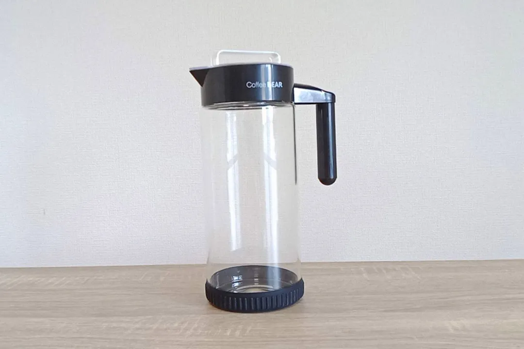 The Coffee Bear cold brew coffee maker brew decanter with no filter inserted.