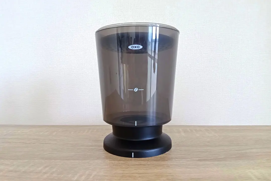 The assembled brew vessel of the Oxo compact cold brew coffee maker.