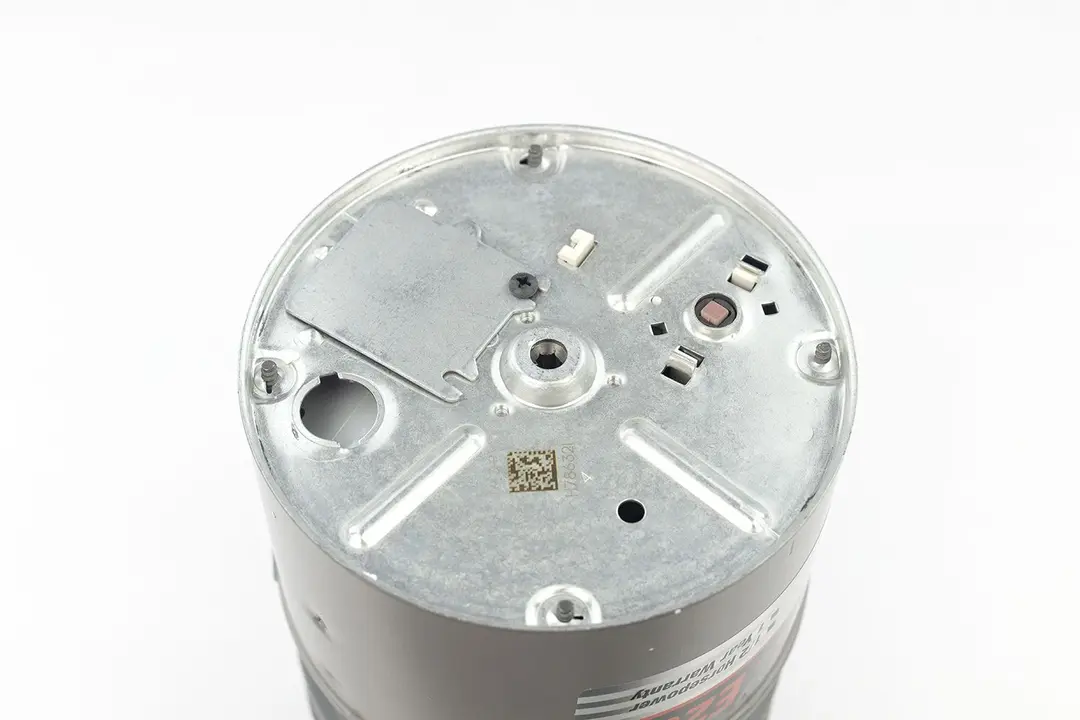 Bottom view of Emerson Evergrind E202 1/2 HP garbage disposal without power cord.