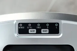 Close up view of the panel of the Frigidaire EFIC189 countertop portable bullet ice maker.