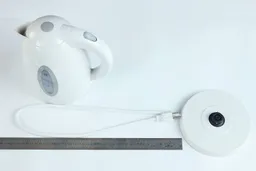 The two-pronged flat power cord of the Ovente Electric Kettle KP72W) is 32.40 inches long (82.3 cm).