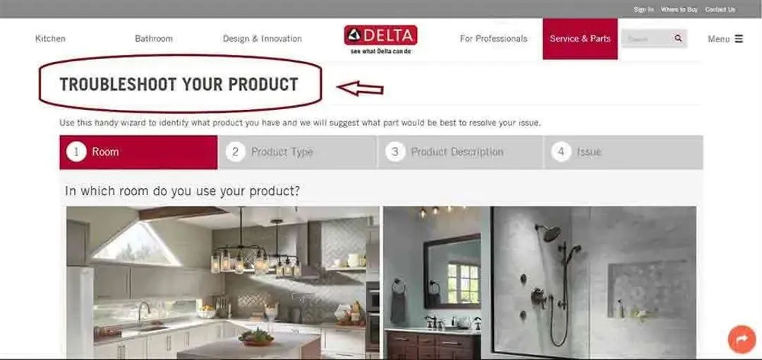 Step 1 Visit Delta Faucet Website 1