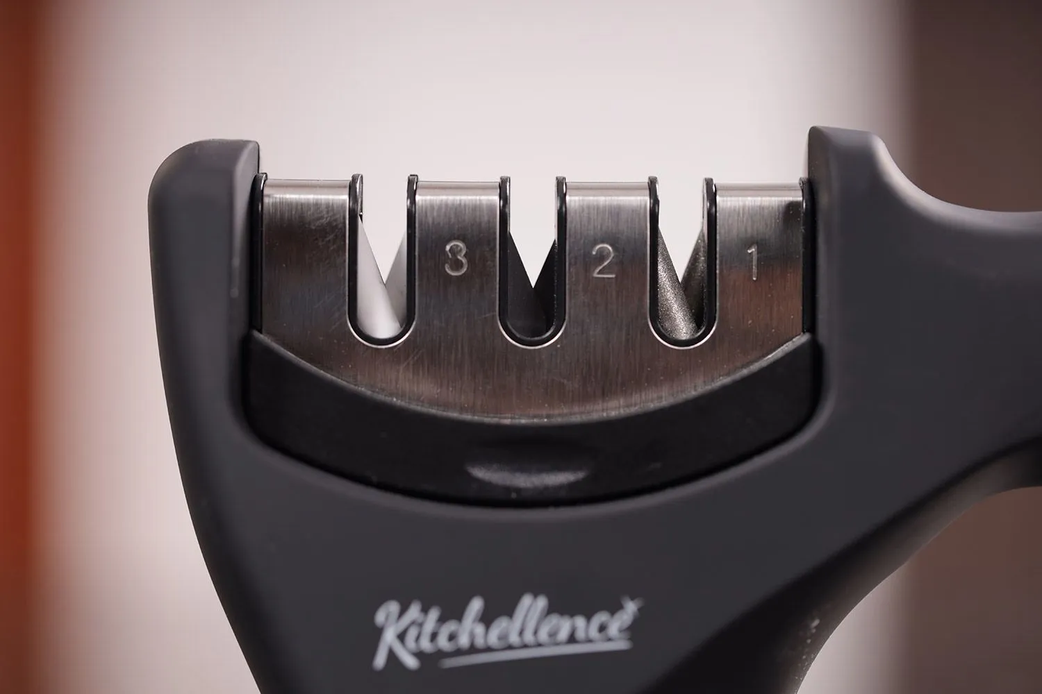 KITCHELLENCE KNIFE SHARPENER KITCHEN TOOL +BOX 3 SLOT SHARPENING HANDLE NON  SLIP