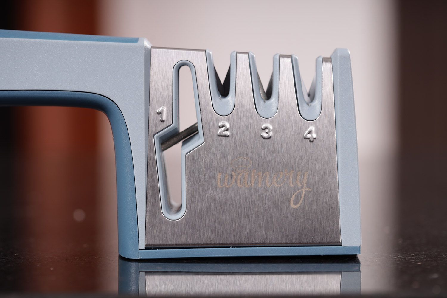 Wamery Knife Sharpener and Scissors Sharpening SYSTEM. Easy to Use. Safe Handle.