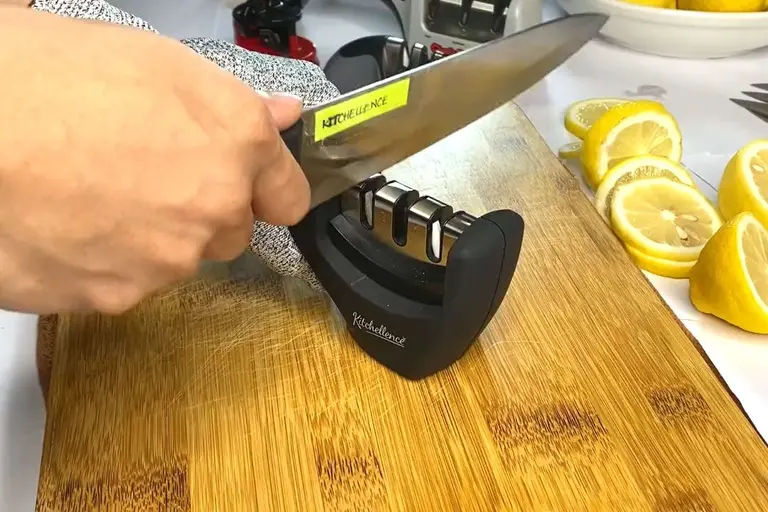 KITCHELLENCE KNIFE SHARPENER Believe it or not, a dull knife is one of the  most dangerous objects in your kitchen. When a blade isn't…