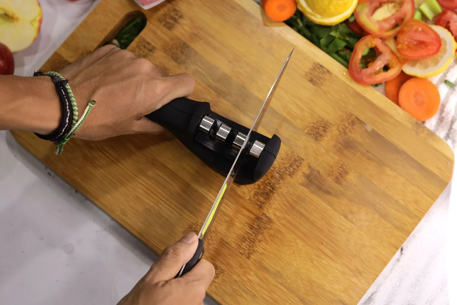Kitchellence 3-Slot Sharpening Ergonomic Handle Non-Slip Kitchen Knife  Sharpener