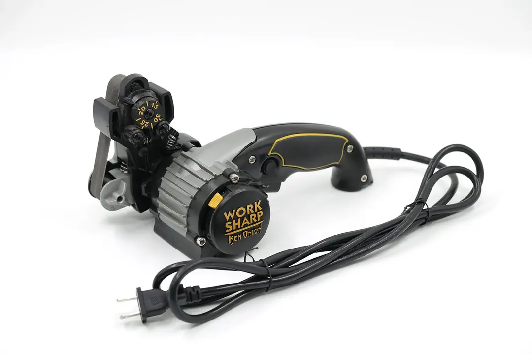 The Work Sharp knife and tool sharpener with its power cord