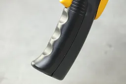 A close-up view of the grip of the Etekcity Lasergrip 800 IR thermometer.