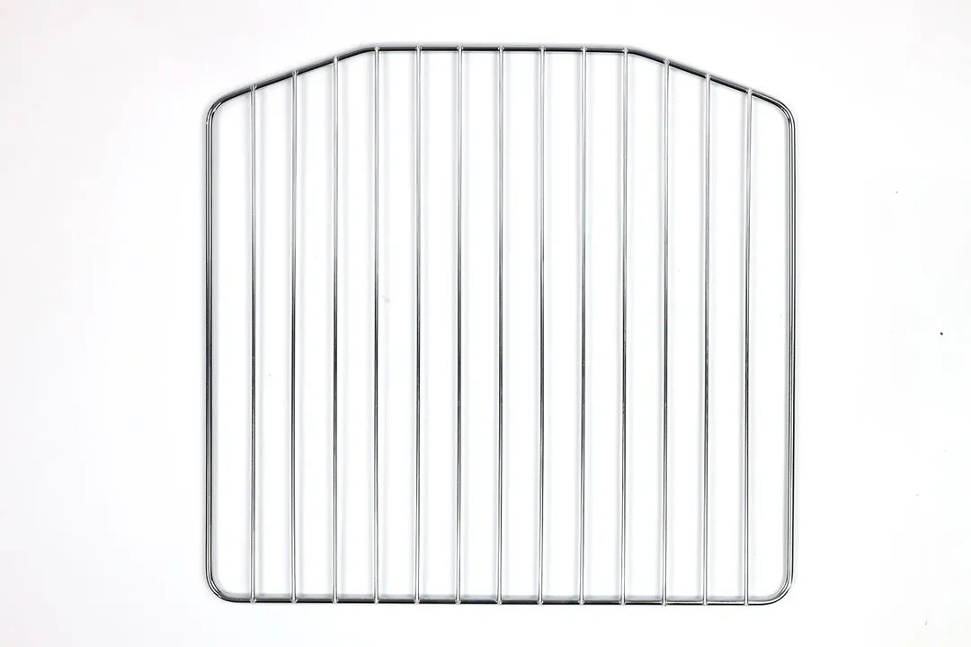 A stainless steel baking rack of the Cosori CO130-AO 30L 12-In-1 Dehydrator Rotisserie Toaster Oven on a white background.