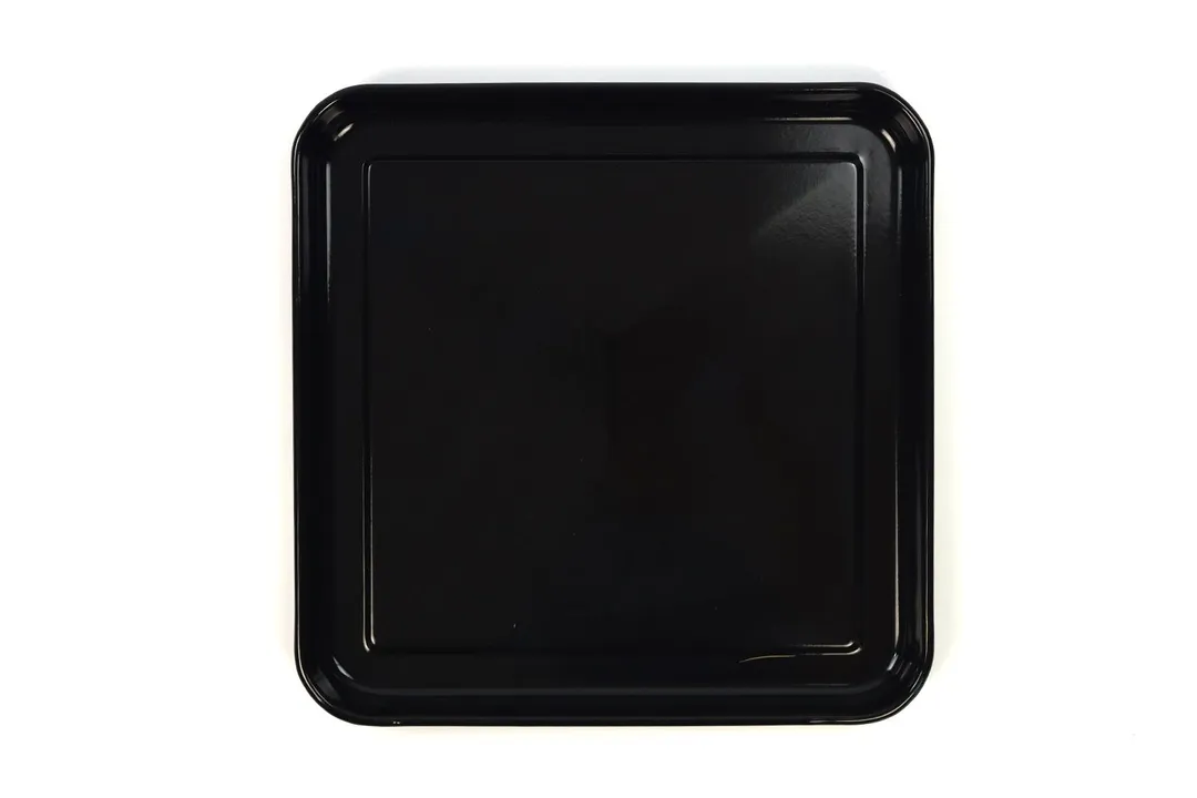 A square enamel baking pan of the Breville BOV845BSSUSC Smart Oven Pro Convection Toaster Oven on a white background.