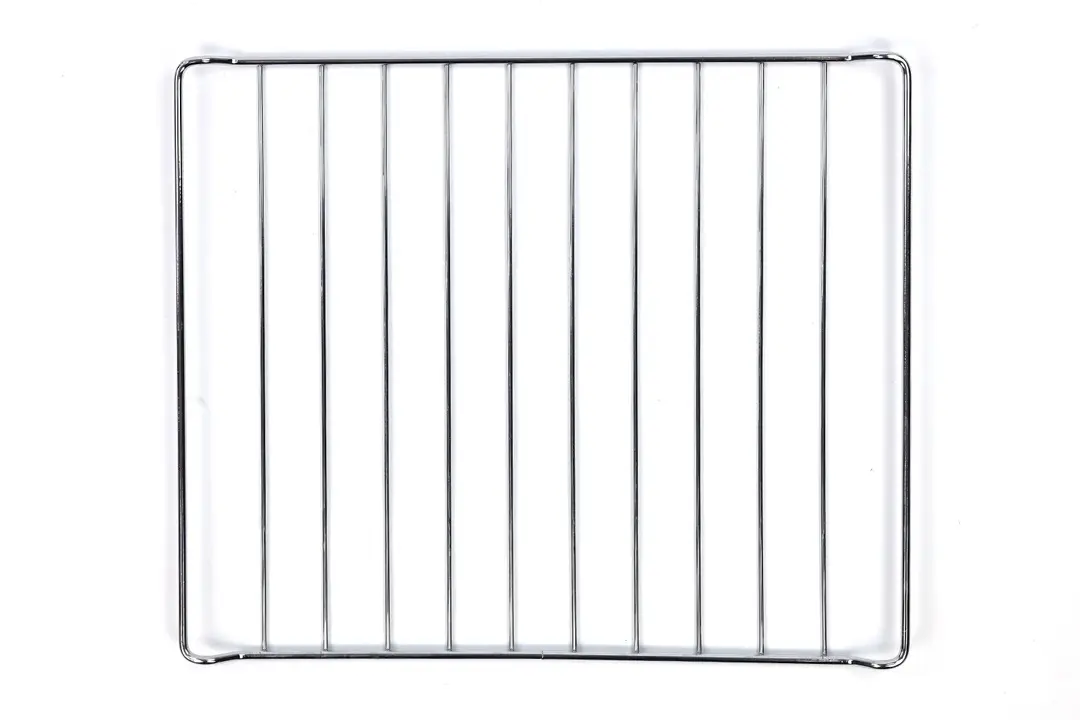 A stainless steel baking rack of the Mueller MT-175 4-Slice Countertop Toaster Oven on a white background.