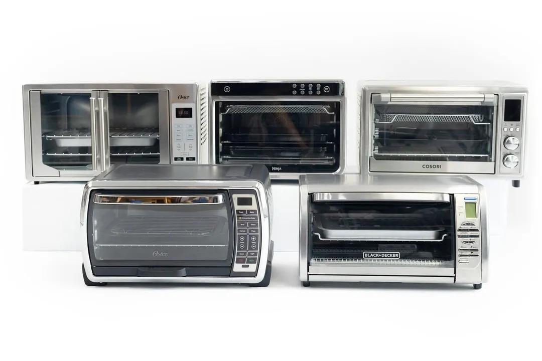 We tested 5 and picked out the 3 best large toaster ovens: Ninja DT201, Cosori CO130-AO, and Black+Decker CTO6335S.