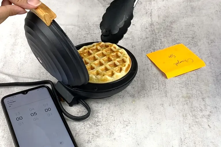 CROWNFUL Mini Waffle Maker Machine, 4 inches Portable Small Compact Design,  Non-Stick, White 