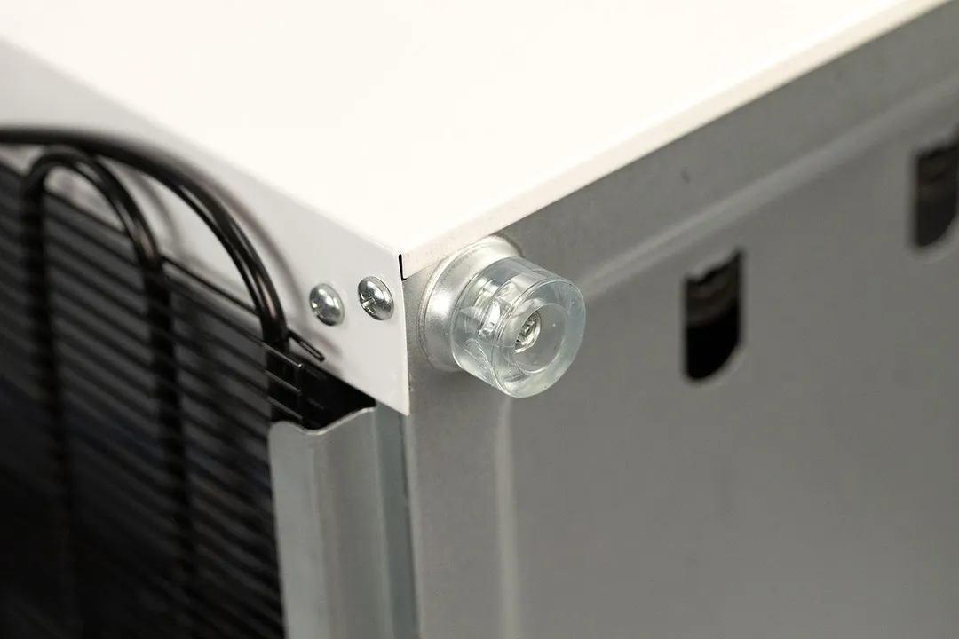 Close up of a detachable leg stopper on the base of the Avalon A1 water cooler dispenser clearly showing the screw.