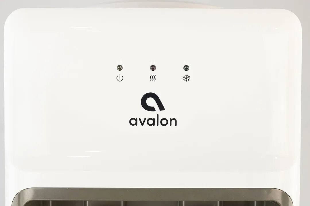 Close up of the control panel indicators on the Avalon A1 water cooler dispenser.