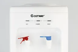 The faucets and control panel of the Costway freestanding water cooler dispenser pictured together.
