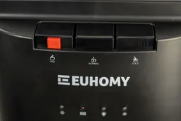 Close up of three buttons found on the Euhomy bottom-loading water cooler dispenser.