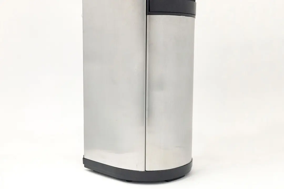 Side view of the stainless steel body of the Frigidaire EFWC519 water cooler dispenser.