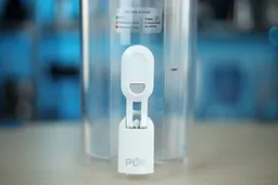 The PUR Plus dispenser spigot with the filter life indicator light on 