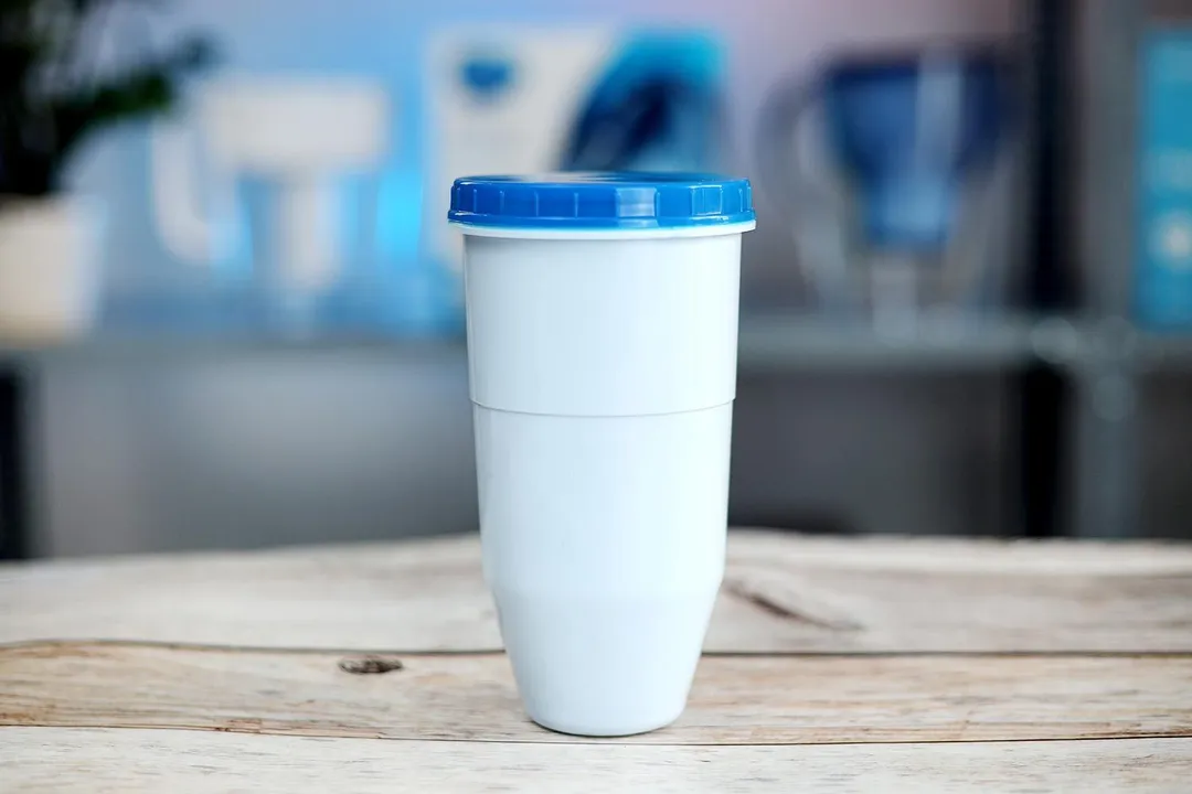The filter piece of the ZeroWater 23 cup dispenser on a table