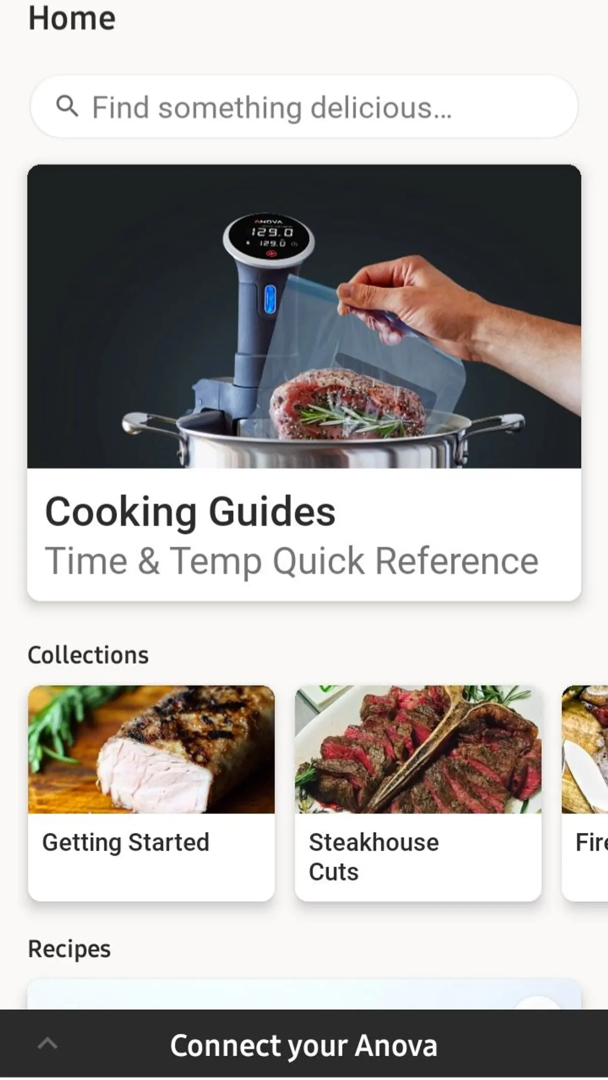 Anova App Cooking Guides home