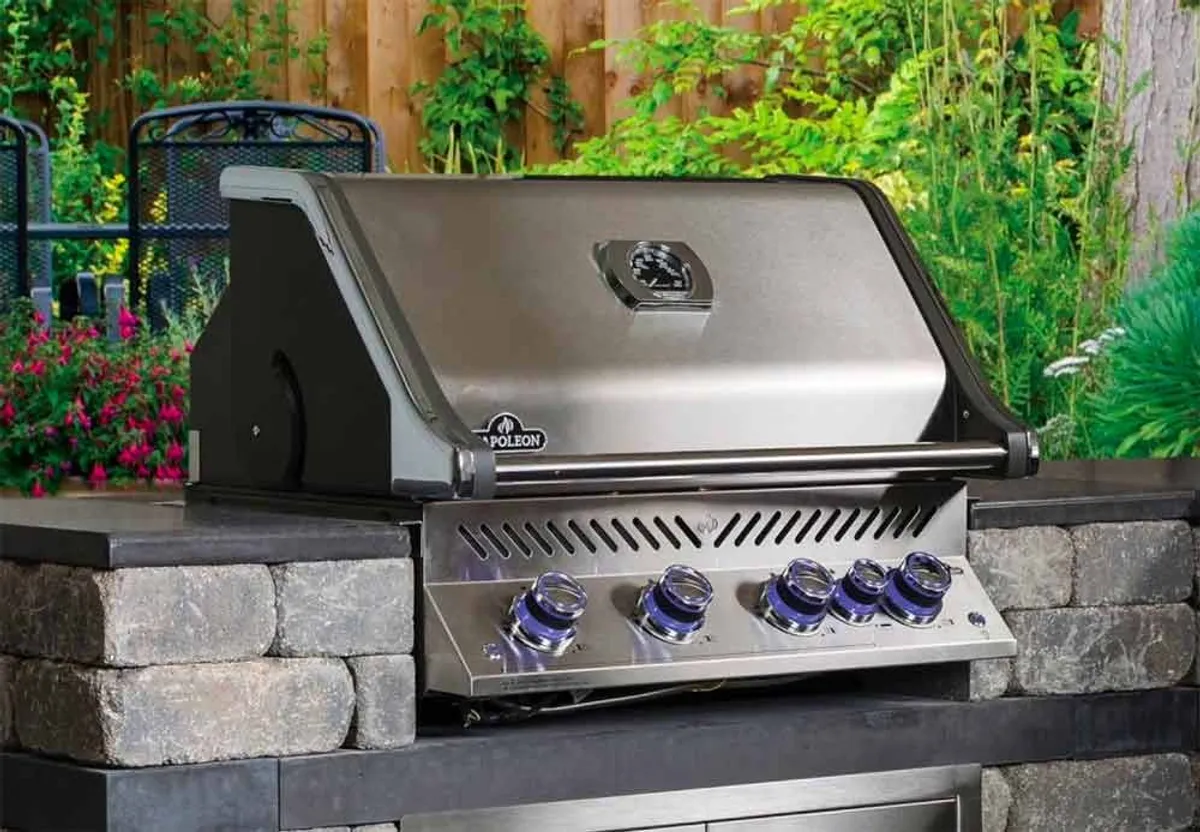 A built-in propane grill