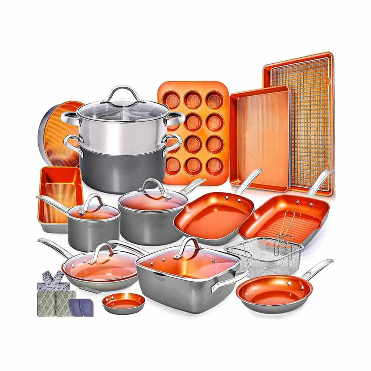Home Hero Copper Pots and Pans Set -23pc Copper Cookware Set