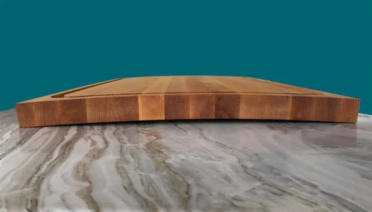 A heat-warped cutting board