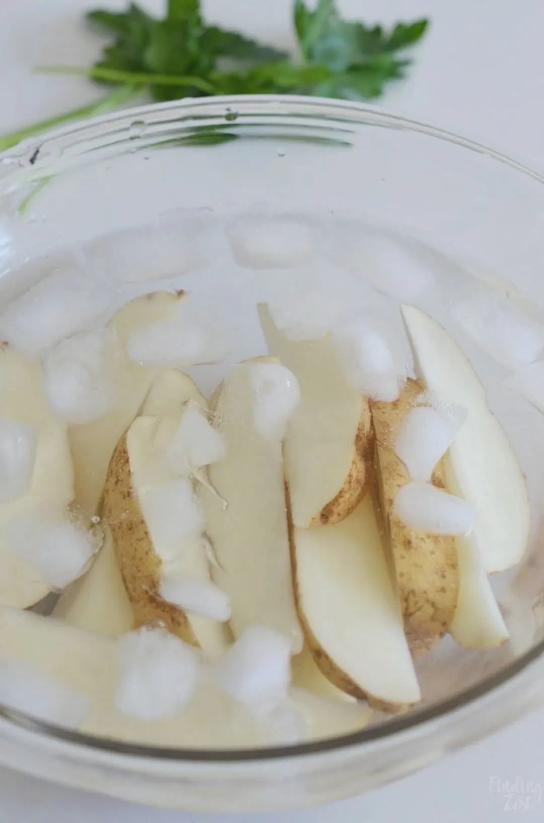 Dip into the ice bath for rapid cooling to freeze potatoes