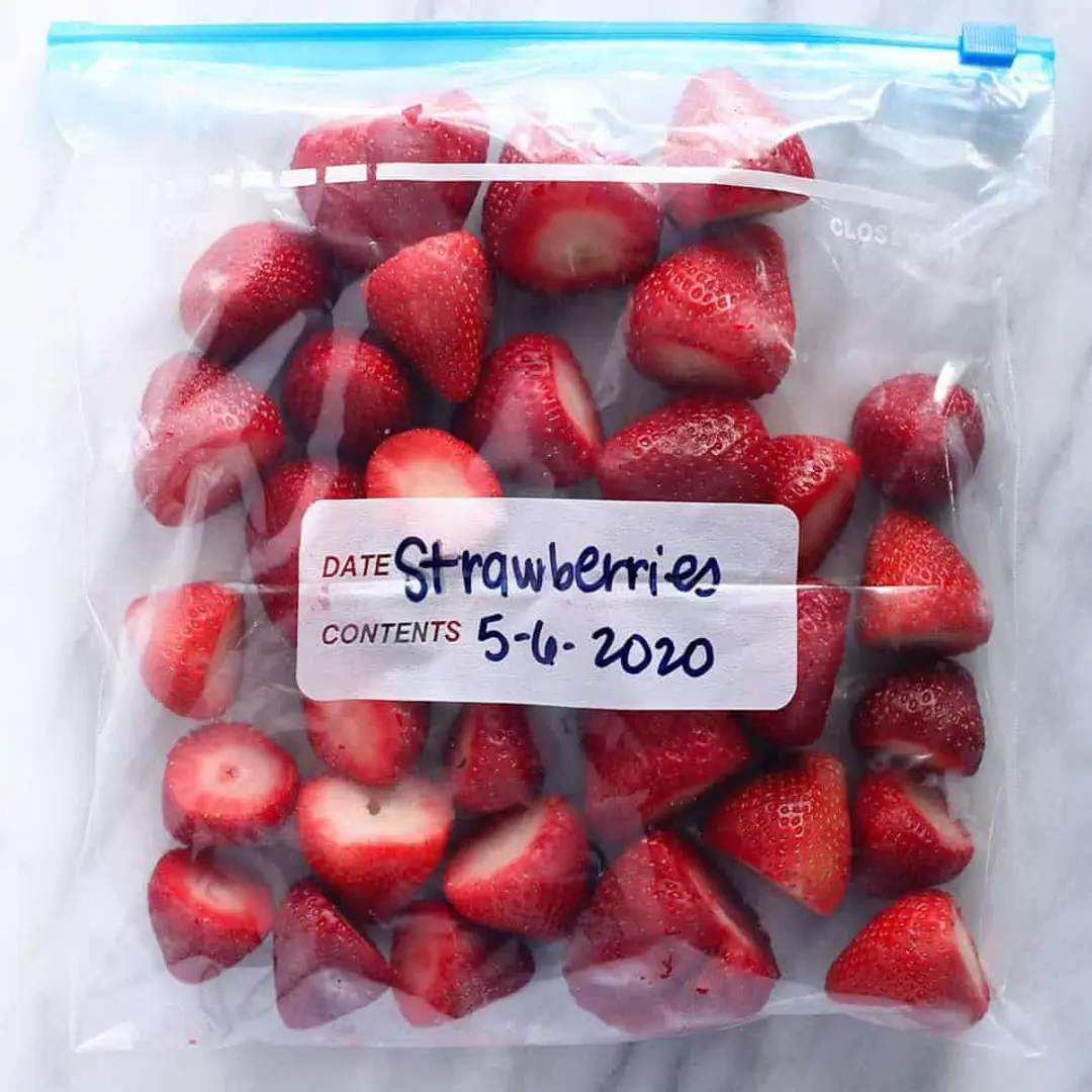 Label each freezer bag strawberries