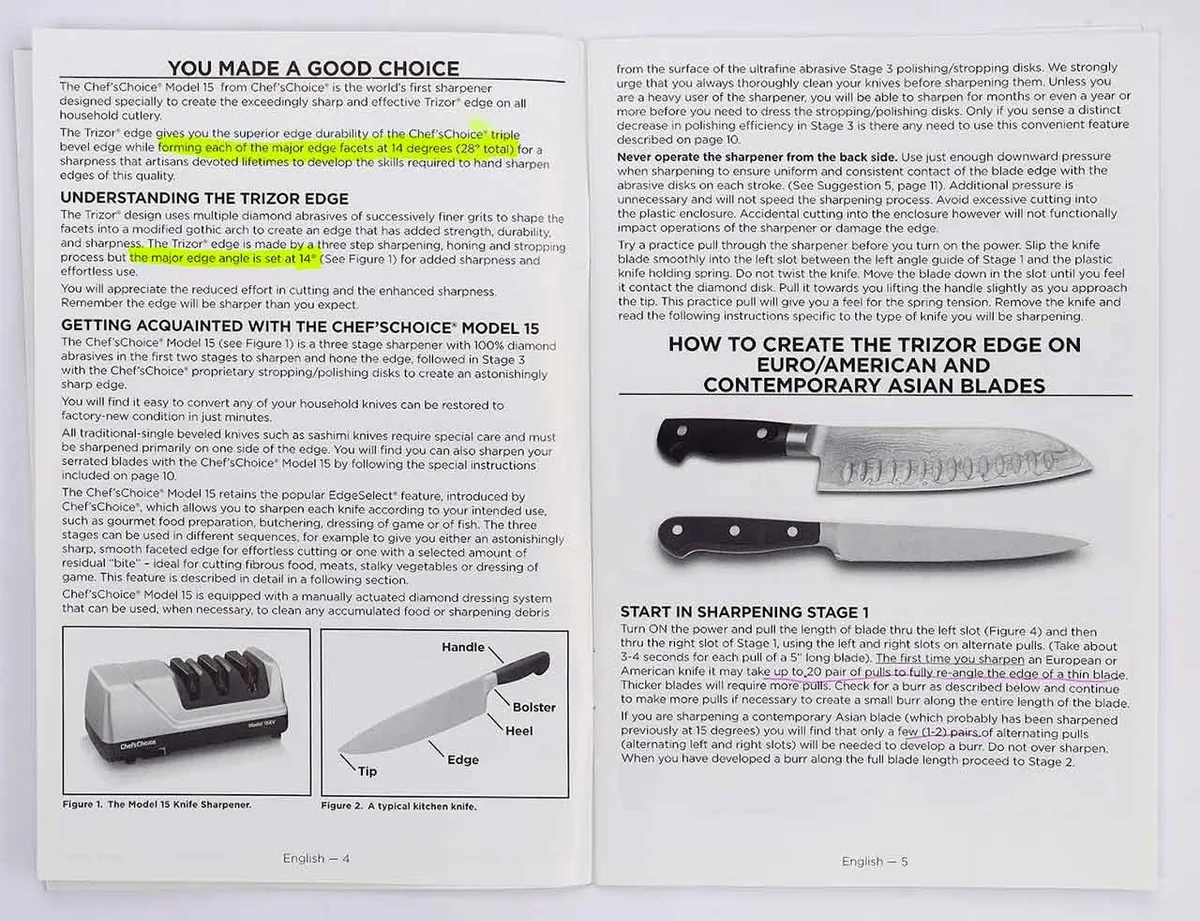 Chefs Choice Trizor XV User Manual